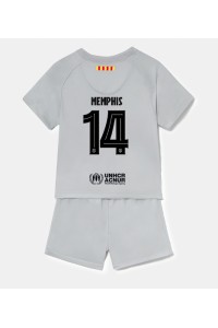Fotbalové Dres Barcelona Memphis Depay #14 Dětské Třetí Oblečení 2022-23 Krátký Rukáv (+ trenýrky)